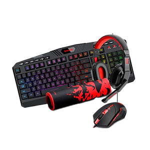 Kit gamer teclado, mouse, audífonos y mouse pad Redragon
